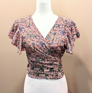 Bigg Bull Silk Wrap Paisley Crop Top